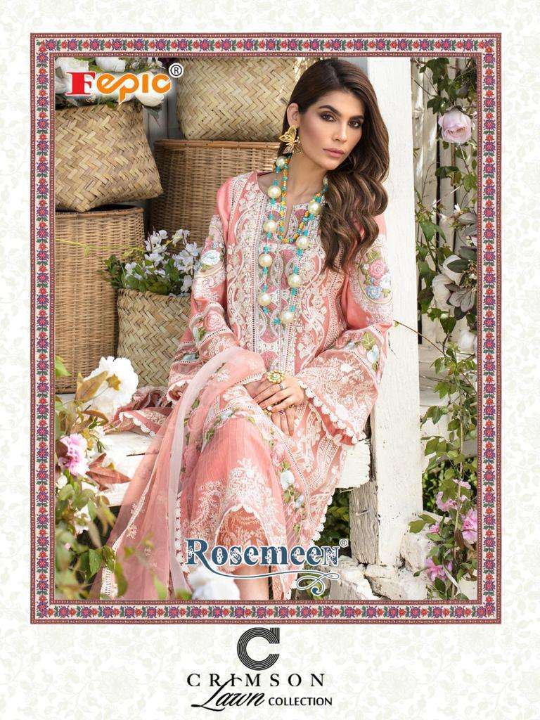 FEPIC PRESENTS ROSEMEEN CRIMSON COTTON WITH EMBROIDERY WHOLESALE PAKISTANI SUITS